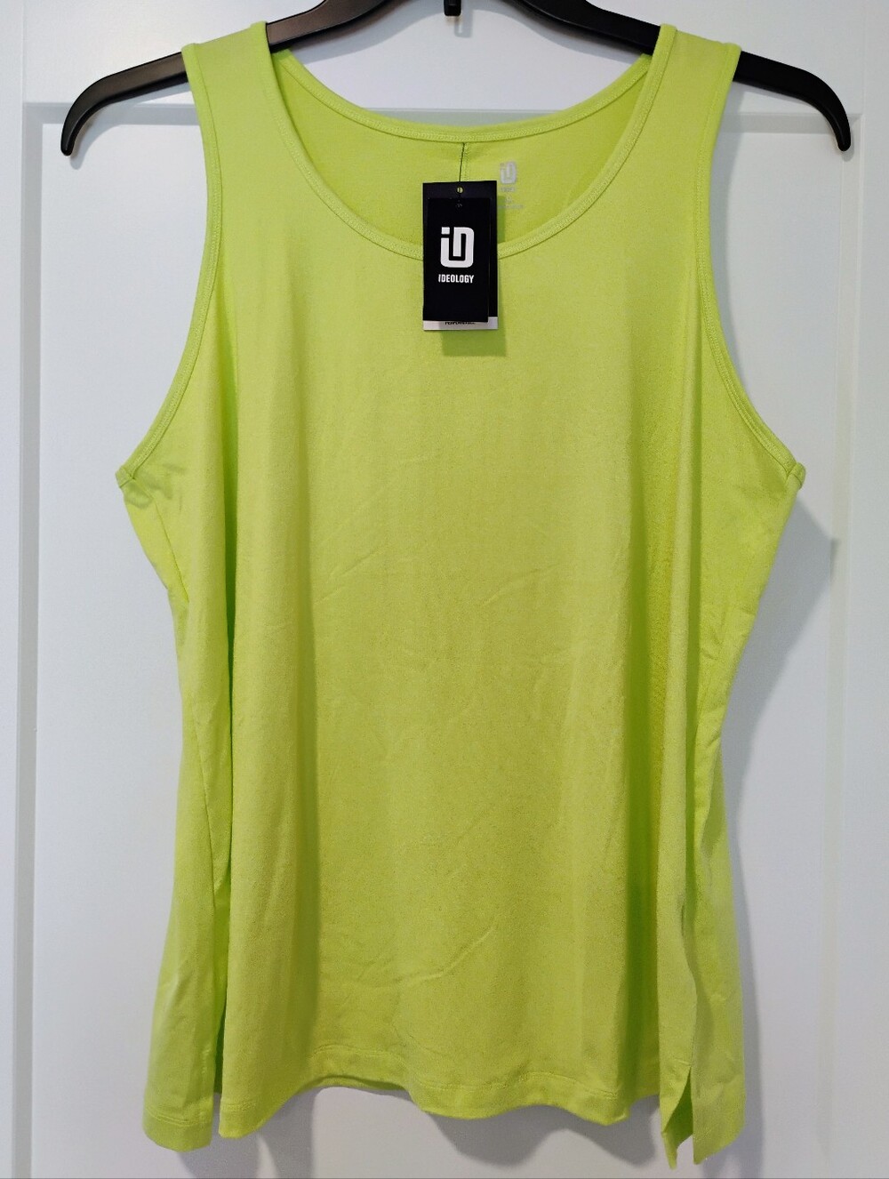 NWT L Ideology Acid Lime Scoop Neck Active Gym Workout Tank Top UPF 30+ NEW